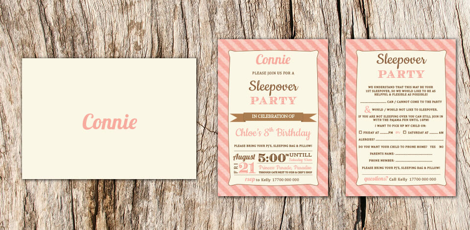 Personalised Birthday Sleepover Slumber Party Invites