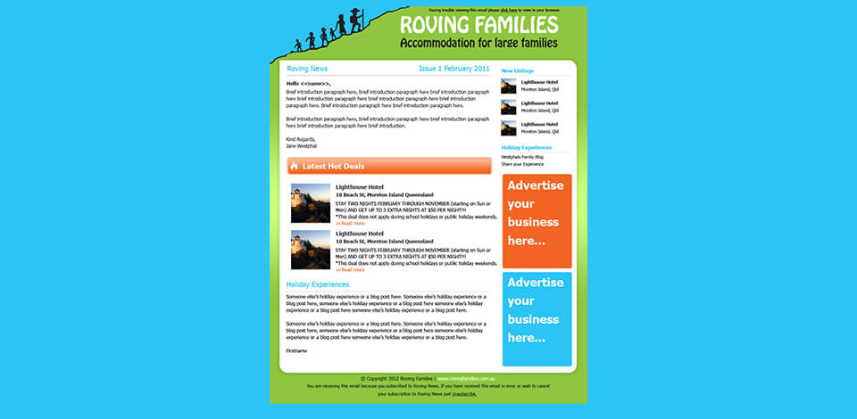 Roving Families - Email Newsletter Template Design