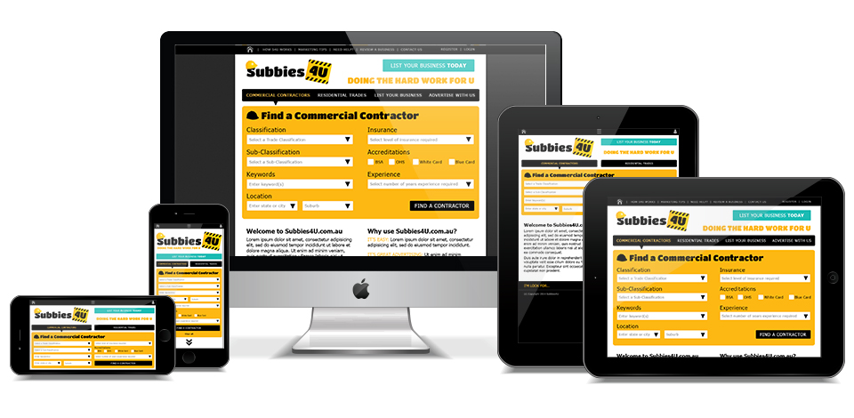 Subbies 4 U - Mobile Website Design