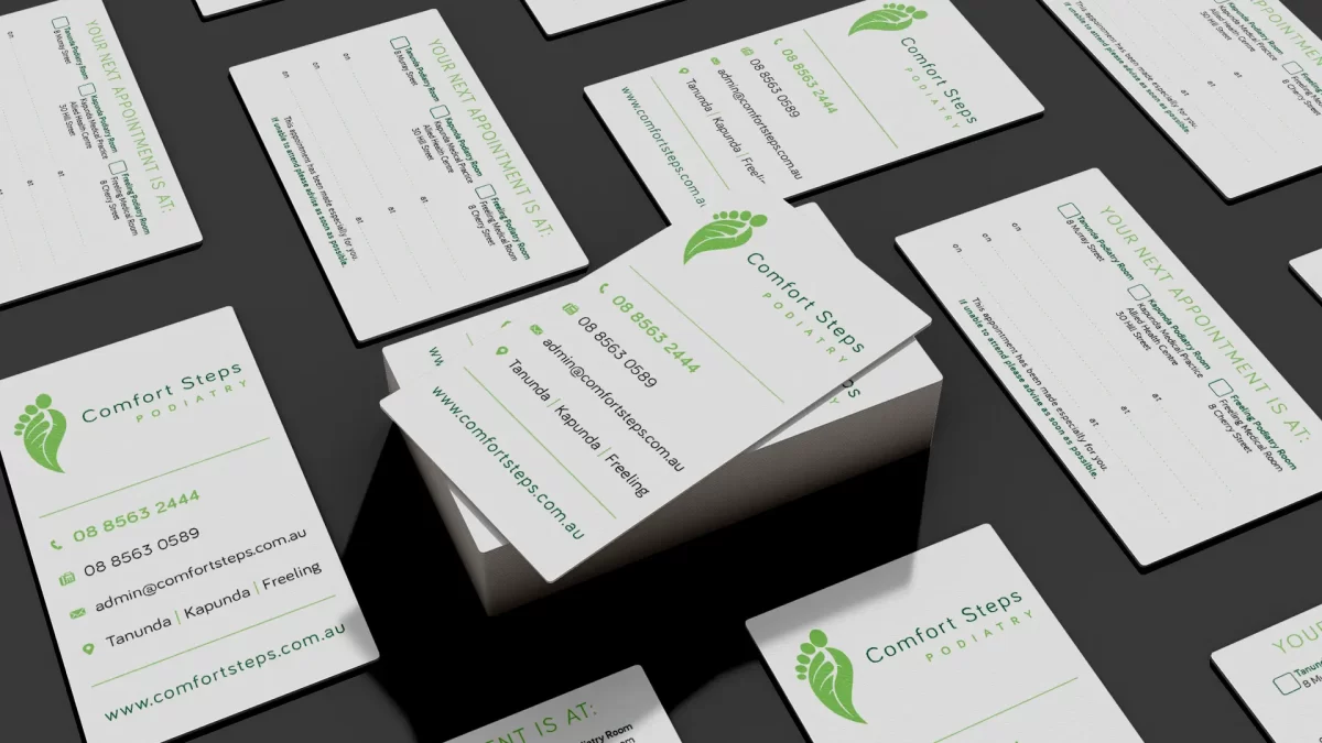 Comfort Steps Podiatry Business Card + Logo Design