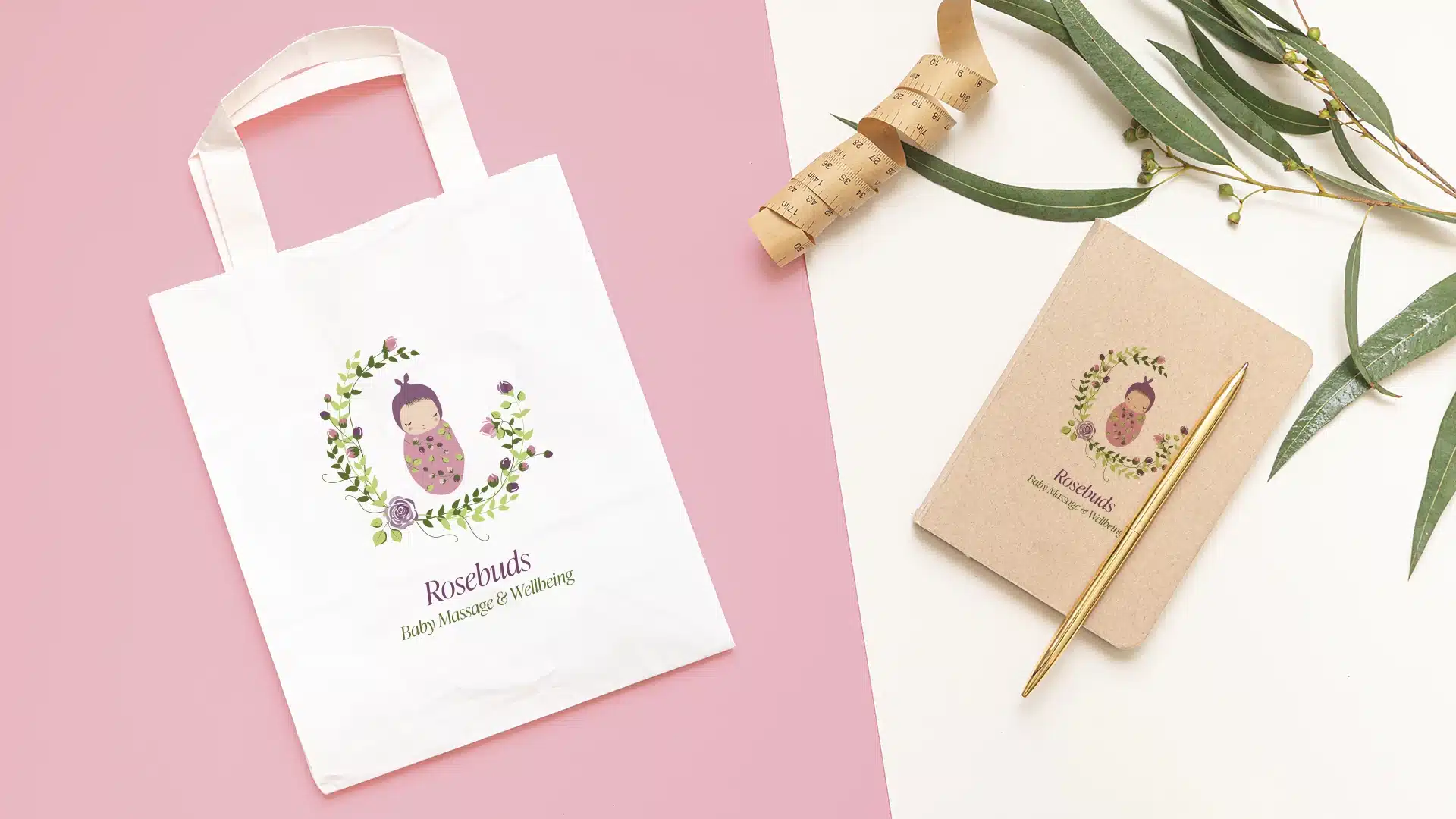 Rosebuds Baby Massage & Wellbeing Packaging Design