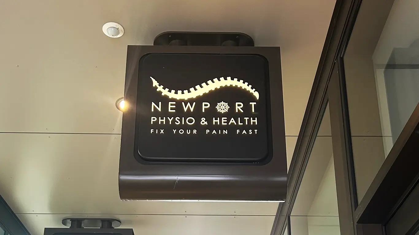 Newport Physio & Health Logo Design on Sign