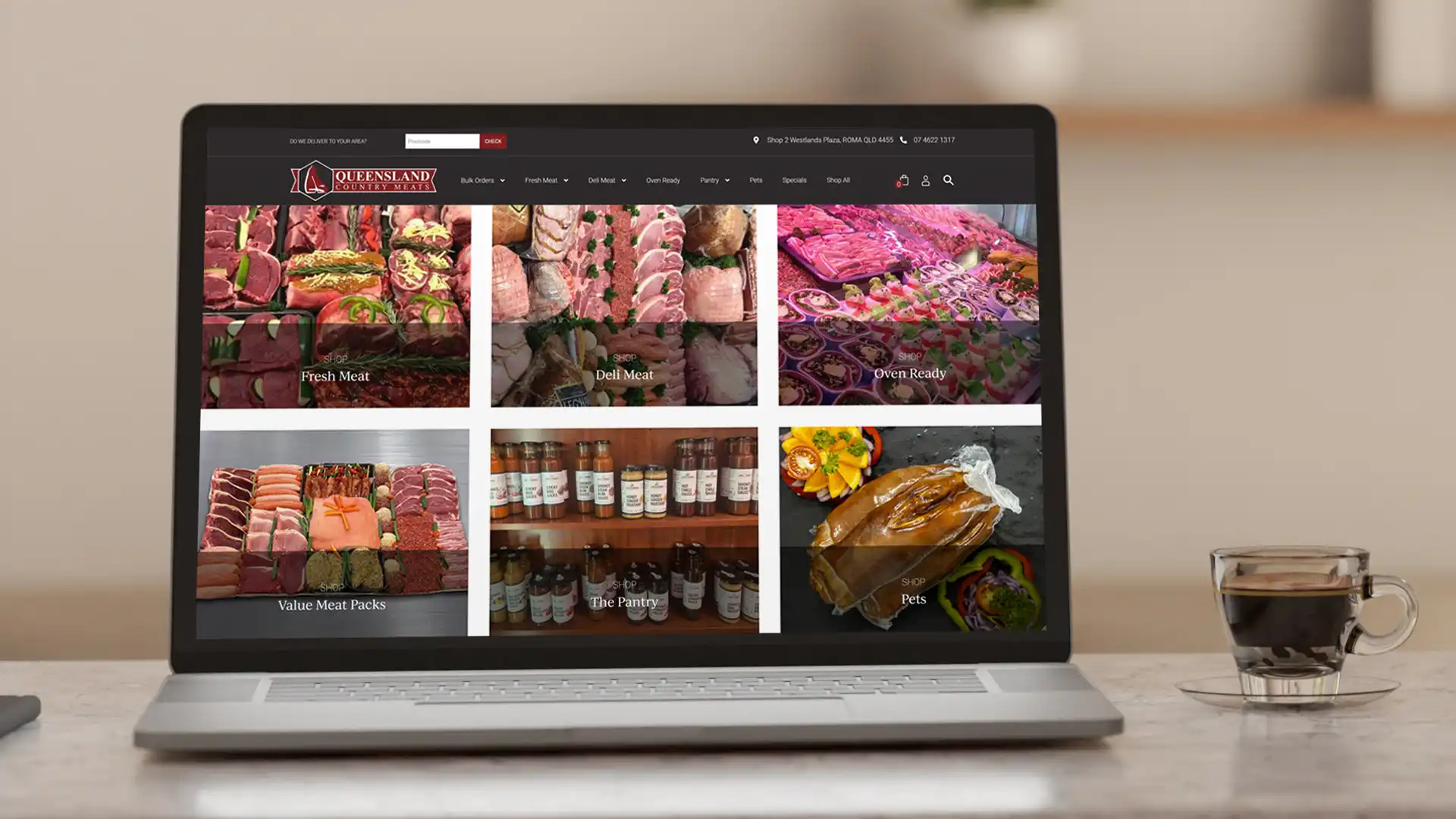 QCM Butchers eCommerce Website Design Home Laptop