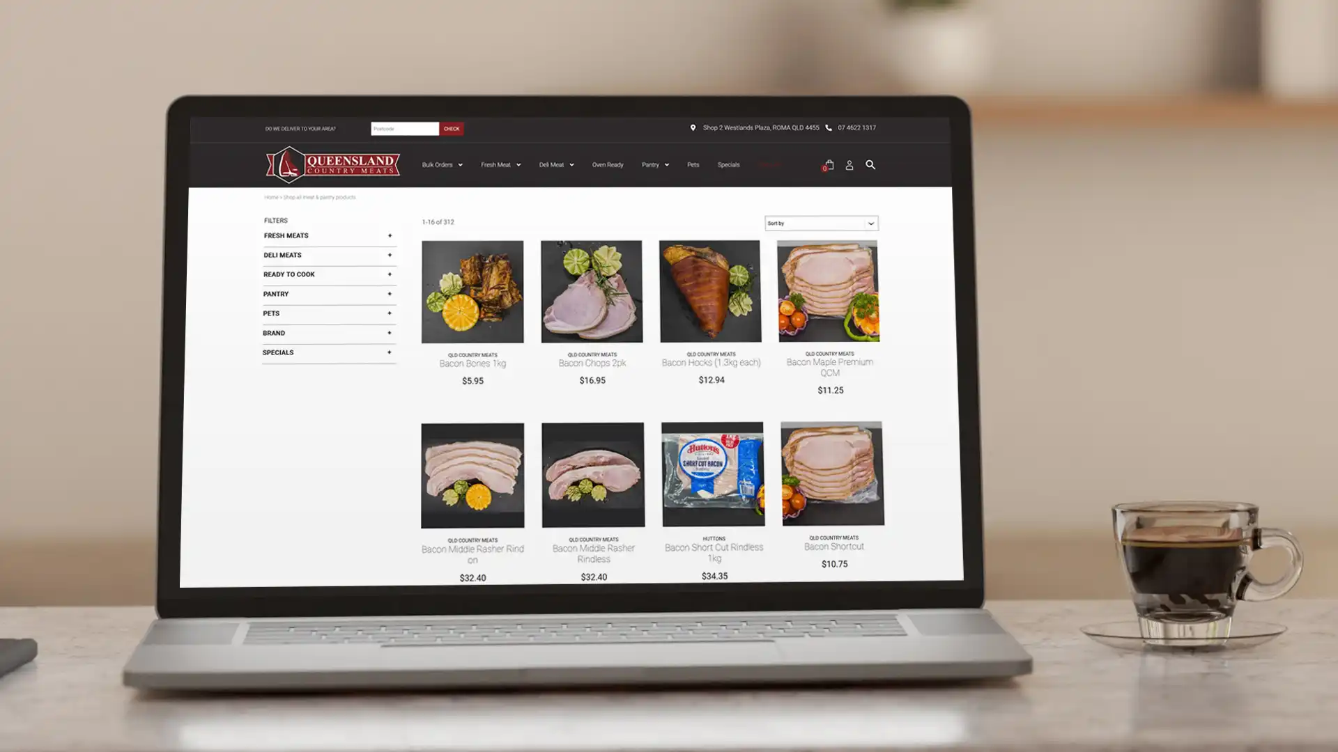 QCM Butchers eCommerce Website Design Shop Laptop